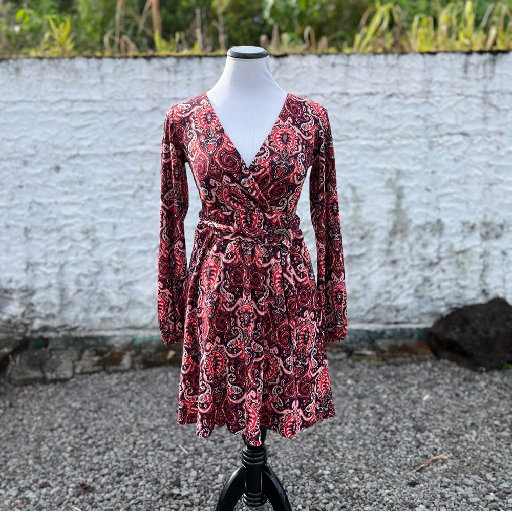 NWT Anthropologie Paisley Belted Long Sleeve Dress